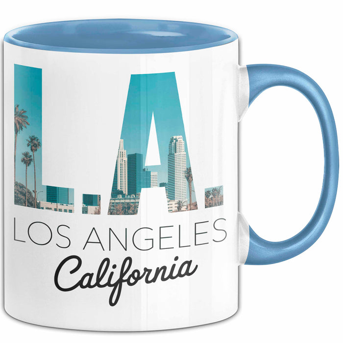 Los Angeles LA Kalifornien USA Tasse Becher Geschenk Lustige Geschenkidee Spruch Blau Trendation