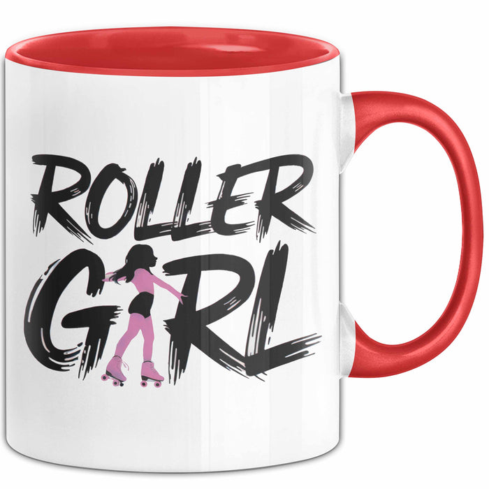 Rollschuh Skater Tasse Geschenk Rollergirl Skating Geschenkidee Lustig Rot Trendation