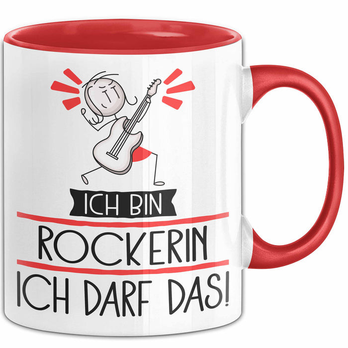 Geschenk für Rockerin Tasse Lustige Geschenkidee Geburtstag Ich Bin Rockerin Ich Darf Das Rot Trendation