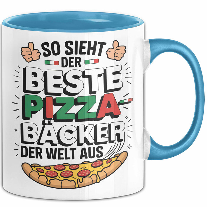 Pizzabäcker Tasse Geschenk Bester Pizzabäcker für Koch Blau Trendation