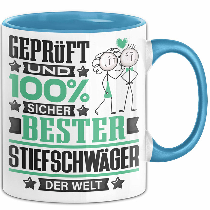 Stiefschwäger Geschenk Lustiger Spruch für Stiefschwäger Geschenkidee Bester Stiefschwäger Der Welt Blau Trendation