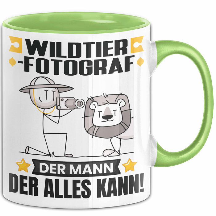 Wildtierfotograf Tasse Geschenk für Wildtierfotograf Der Mann Der Alles Kann Geschenkidee zum Geburtstag Grün Trendation