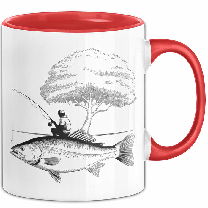 Angelliebhaber Fischer Tasse Geschenk Lustige Geschenkidee Spruch Rot Trendation