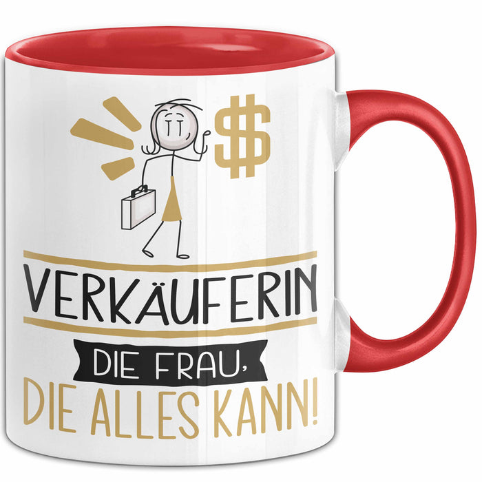 Verkäuferin Geschenk Tasse Becher Die Frau Die Allen Kann Geschenkidee für eine Verkäuferin Lustig Rot Trendation
