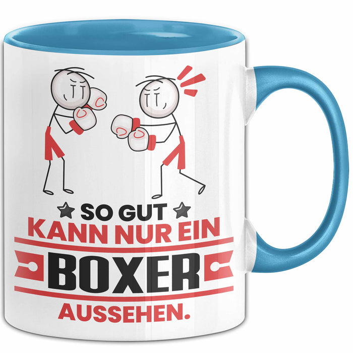 Boxer Geschenk Tasse So Gut Kann Nur Ein Boxer Aussehen Geschenkidee Kaffee-Becher Blau Trendation