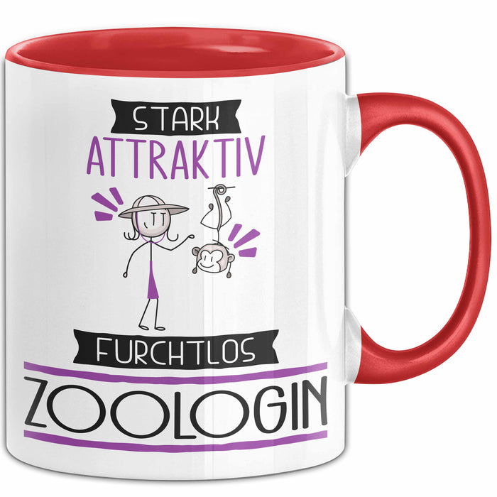 Zoologin Tasse Geschenk Becher Stark Attraktiv Furchtlos Zoologin Lustige Geschenkidee Rot Trendation