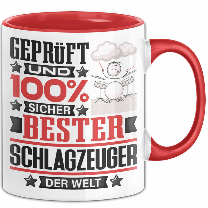 Schlagzeuger Geschenk Lustiger Spruch für Schlagzeuger Geschenkidee Bester Schlagzeuger Der Welt Rot Trendation