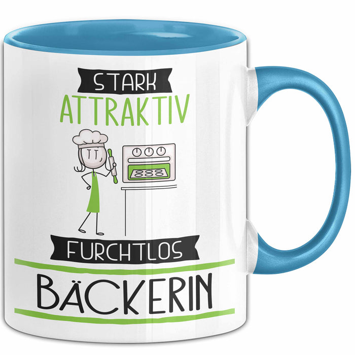 Bäckerin Tasse Geschenk Becher Stark Attraktiv Furchtlos Bäckerin Lustige Geschenkidee Blau Trendation