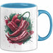 Chili Tasse Geschenk für Scharfesser Lustiger Spruch Blau Trendation