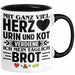 Krankenschwester Pflege Geschenk Tasse Mit Ganz Viel Herz Urin Und Kot Verdiene Ich Mein Täglich Brot Geschenkidee Kaffee-Becher Schwarz Trendation
