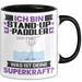 Stand-Up-Paddler Tasse Geschenk für Stand-Up-Paddler Geburtstag Lustiger Spruch Kaffee-Becher Was Ist Deine Superkraft Schwarz Trendation
