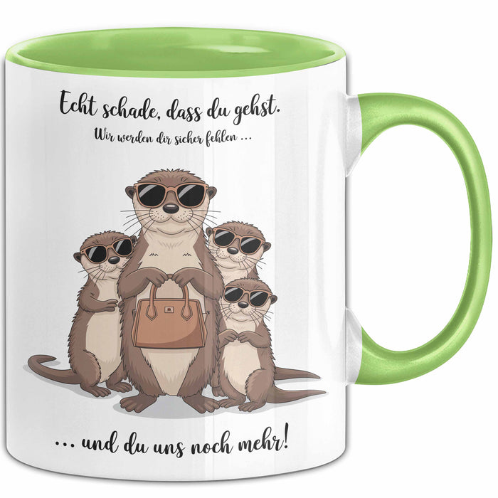 Büroarbeit Kollege Abschied Tasse Geschenk Lustige Geschenkidee Spruch Echt Schade Dass Du Gehst Grün Trendation