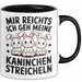 Kaninchen Hase Tierliebhaber Tasse Geschenk Lustige Geschenkidee Spruch Mir Reichts Ich Geh Meine Kaninchen Streicheln Schwarz Trendation