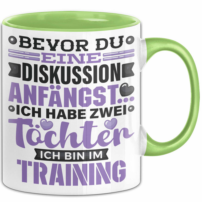 Mama Papa Tasse Geschenk 2 Töchter Geschenkidee Muttertag Vatertag Geschenke Grün Trendation