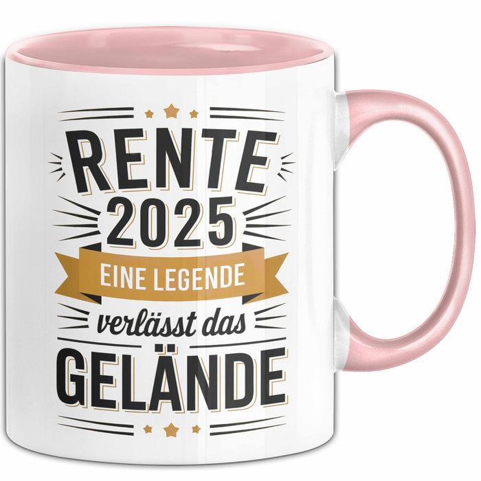 Rentner Pensionär Sarkasmus Tasse Geschenk Lustige Geschenkidee Spruch Rente 2025 Eine Legende Verlässt Das Gelände Rosa Trendation