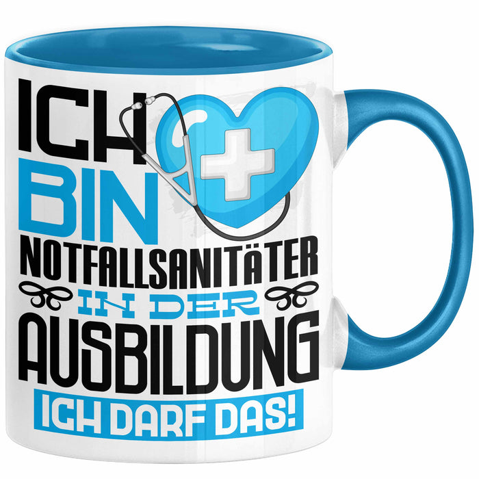 Notfallsanitäter Ausbildung Tasse Geschenk Ich Bin Notfallsanitäter In Der Ausbildung Ich Darf Das Geschenkidee Spruch Blau Trendation