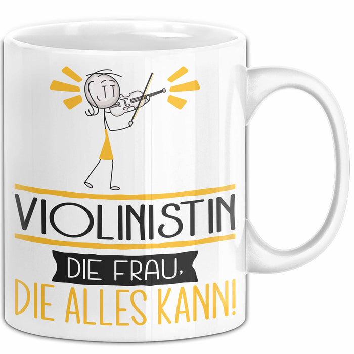Violinistin Geschenk Tasse Becher Die Frau Die Allen Kann Geschenkidee für eine Violinistin Lustig Weiß Trendation
