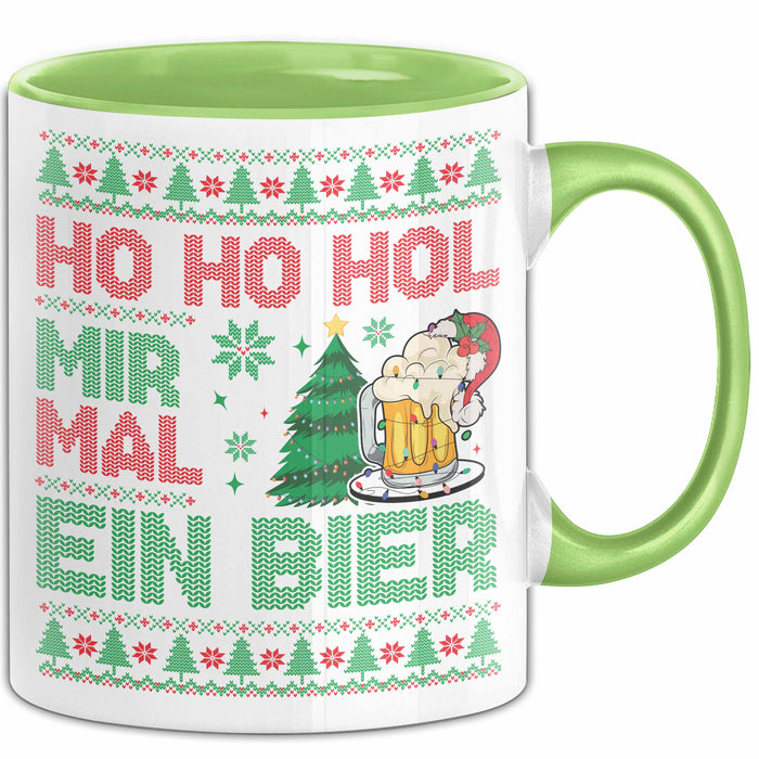 Ho Ho Hol Mir Mal Ein Bier Tasse Geschenk Ugly Tasse Geschenkidee Weihnachten Kaffee-Becher Grün Trendation