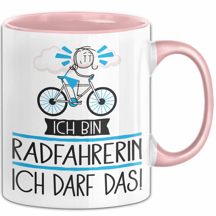 Geschenk für Radfahrerin Tasse Lustige Geschenkidee Geburtstag Ich Bin Radfahrerin Ich Darf Das Rosa Trendation