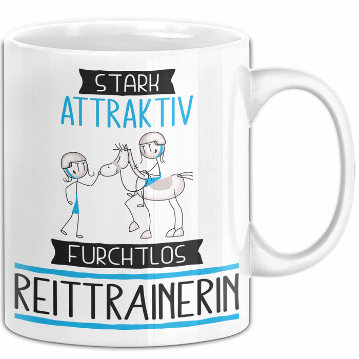 Reittrainerin Tasse Geschenk Becher Stark Attraktiv Furchtlos Reittrainerin Lustige Geschenkidee Weiß Trendation