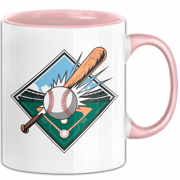 Baseballspieler Tasse Geschenkidee für Baseballliebhaber Rosa Trendation