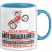 Motorradfahrer Geschenk Tasse Ich Bin Motorradfahrer Aber Sag Doch Einfach Superheld Lustige Geschenkdiee für Motorradfahrer Kaffee-Becher Blau Trendation