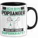 Popsänger Tasse Geschenk für Popsänger Geburtstag Lustiger Spruch Kaffee-Becher Was Ist Deine Superkraft Schwarz Trendation