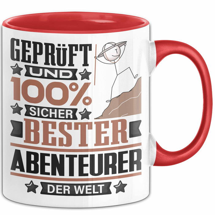 Abenteurer Geschenk Lustiger Spruch für Abenteurer Geschenkidee Bester Abenteurer Der Welt Rot Trendation