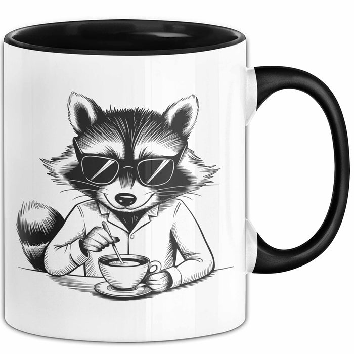 Waschbär Tierliebhaber Kaffee Tasse Geschenk Lustige Geschenkidee Spruch Schwarz Trendation