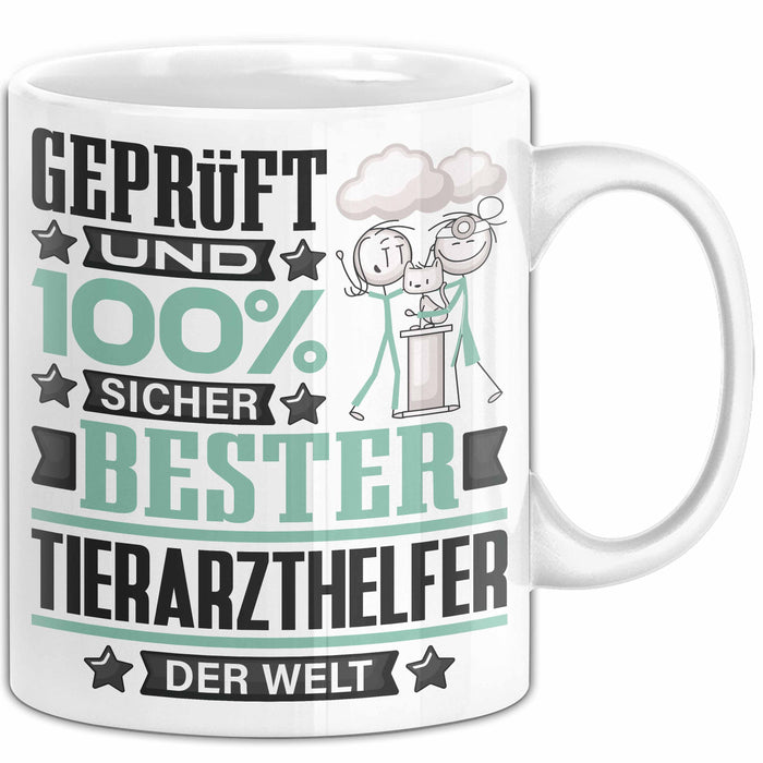 Tierarzthelfer Geschenk Lustiger Spruch für Tierarzthelfer Geschenkidee Bester Tierarzthelfer Der Welt Weiß Trendation