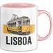 Lissabon Portugal Tasse Geschenk Lustige Geschenkidee Spruch Seilbahn Reise Straßenbahn Rosa Trendation