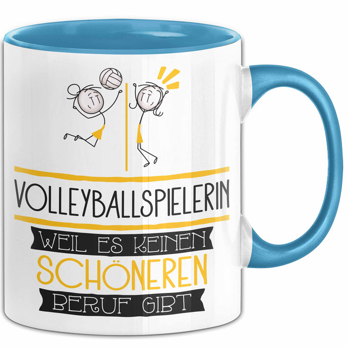 Volleyballspielerin Weil Es Keinen Schöneren Beruf Gibt Tasse Geschenk für Eine Volleyballspielerin Lustig Blau Trendation