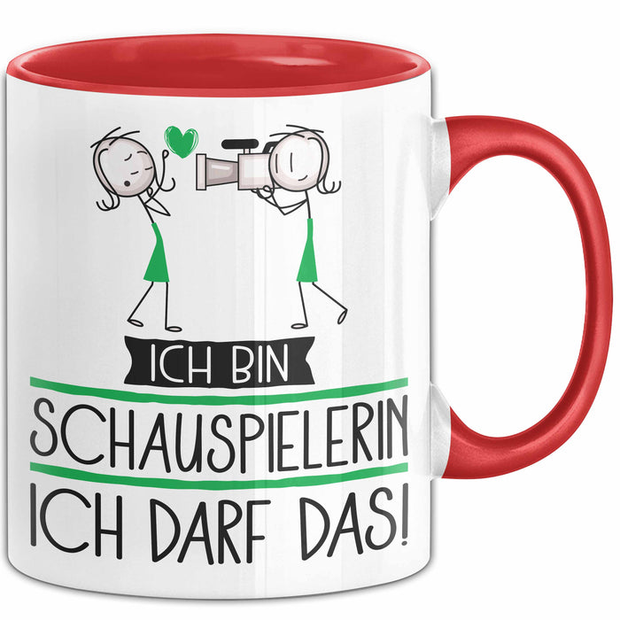 Geschenk für Schauspielerin Tasse Lustige Geschenkidee Geburtstag Ich Bin Schauspielerin Ich Darf Das Rot Trendation