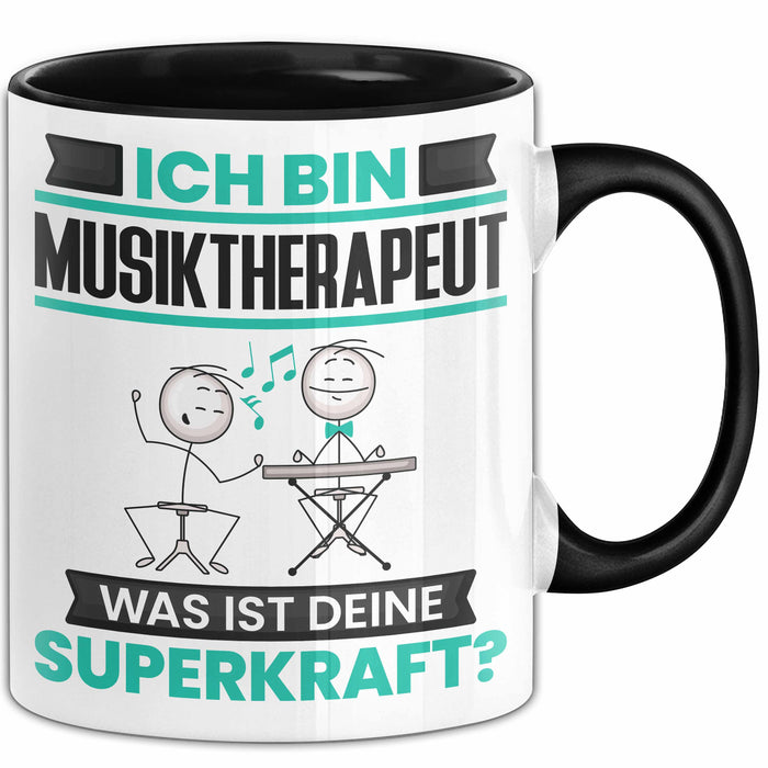 Musiktherapeut Tasse Geschenk für Musiktherapeut Geburtstag Lustiger Spruch Kaffee-Becher Was Ist Deine Superkraft Schwarz Trendation