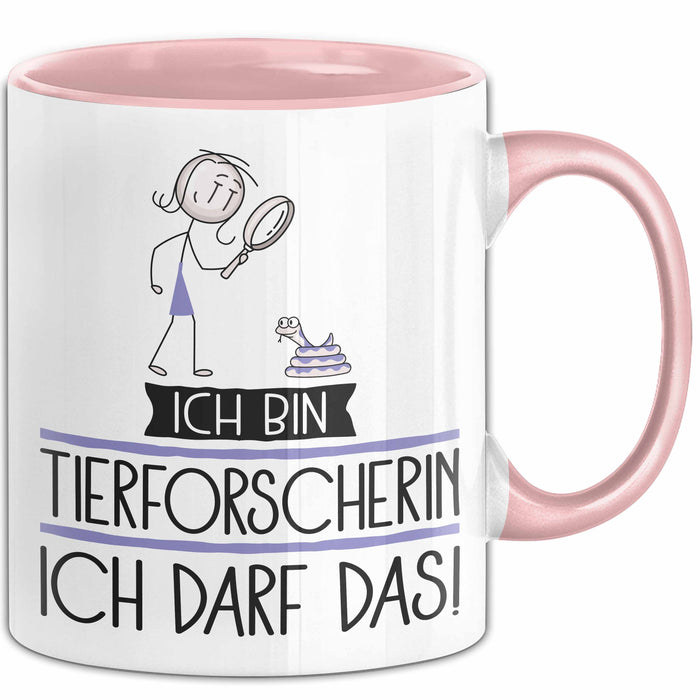 Geschenk für Tierforscherin Tasse Lustige Geschenkidee Geburtstag Ich Bin Tierforscherin Ich Darf Das Rosa Trendation