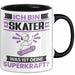 Skater Tasse Geschenk für Skater Geburtstag Lustiger Spruch Kaffee-Becher Was Ist Deine Superkraft Schwarz Trendation