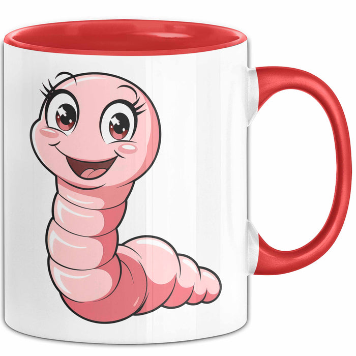 Regenwurm Tasse Geschenk Lustige Geschenkidee Spruch Rot Trendation