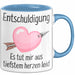 Entschuldigung Tasse Es Tut Mir Aus Tiefstem Herzen Leid Geschenkidee Sorry Becher Blau Trendation