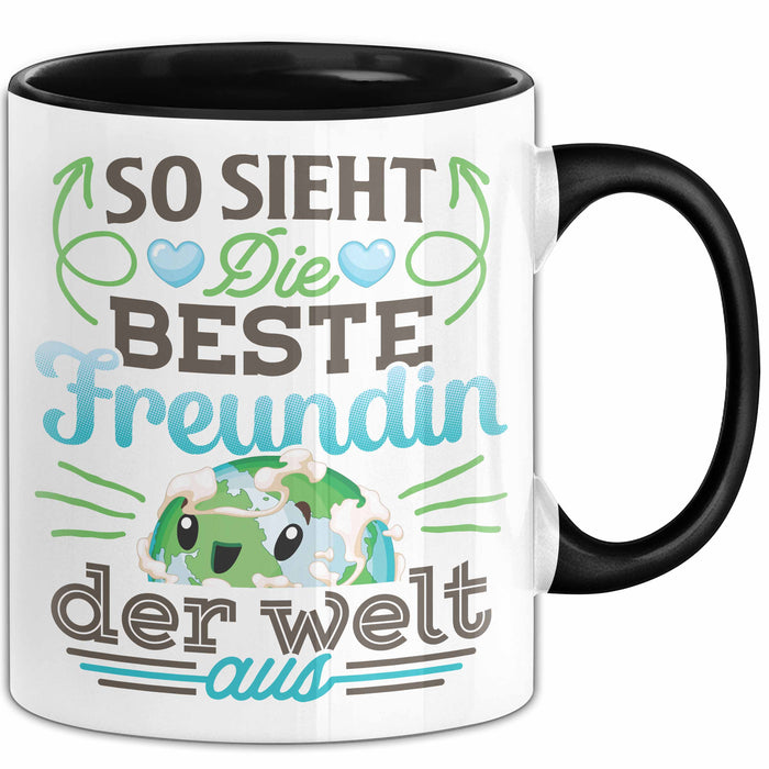 Beste Freundin Tasse "Beste Freundin Der Welt" Geschenkidee für BFF Schwarz Trendation