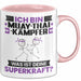 Muay-Thai-Kämpfer Tasse Geschenk für Muay-Thai-Kämpfer Geburtstag Lustiger Spruch Kaffee-Becher Was Ist Deine Superkraft Rosa Trendation