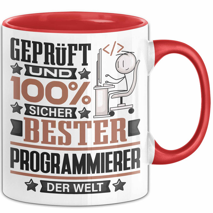 Programmierer Geschenk Lustiger Spruch für Programmierer Geschenkidee Bester Programmierer Der Welt Rot Trendation