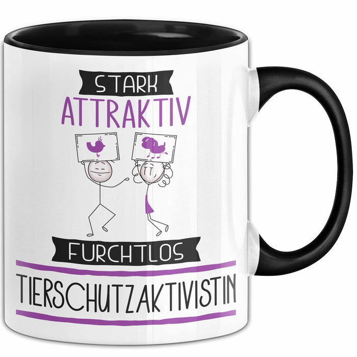 Tierschutzaktivistin Tasse Geschenk Becher Stark Attraktiv Furchtlos Tierschutzaktivistin Lustige Geschenkidee Trendation