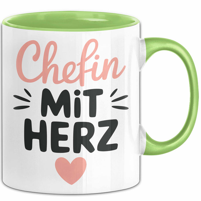 Büroarbeit Kollege Chef Tasse Geschenk Lustige Geschenkidee Spruch Chefin Mit Herz Grün Trendation