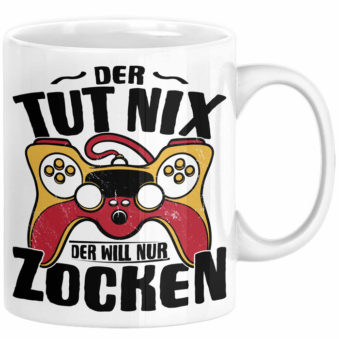 Gamer Geschenk Tasse Geschenkidee für Zocker Der Tut Nix Der Will Nur Zocken Jungs Geschenkdiee Gaming Weiß Trendation