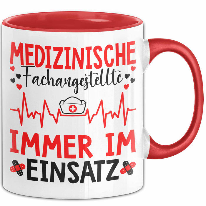 Medizinischer Assistent Arzt Tasse Geschenk Lustige Geschenkidee Spruch Medizinische Fachangestellte Immer Im Einsatz Rot Trendation