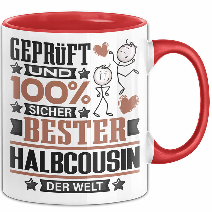 Halbcousin Geschenk Lustiger Spruch für Halbcousin Geschenkidee Bester Halbcousin Der Welt Rot Trendation