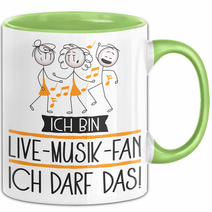 Geschenk für Live-Musik-Fan Tasse Lustige Geschenkidee Geburtstag Ich Bin Live-Musik-Fan Ich Darf Das Grün Trendation