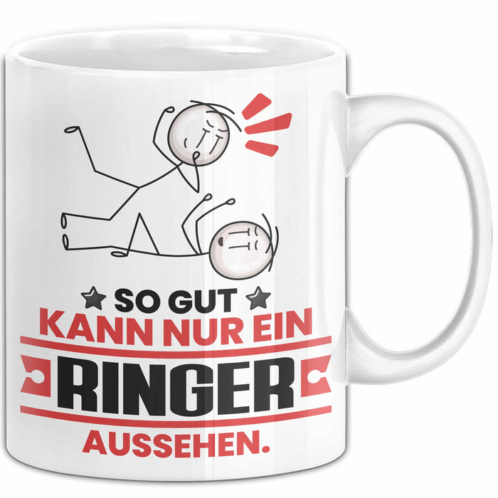 Ringer Geschenk Tasse So Gut Kann Nur Ein Ringer Aussehen Geschenkidee Kaffee-Becher Weiß Trendation