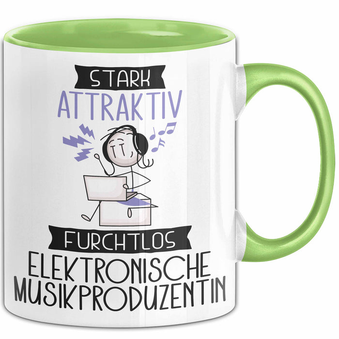 Elektronische Musikproduzentin Tasse Geschenk Becher Stark Attraktiv Furchtlos Elektronische Musikproduzentin Lustige Geschenkidee Grün Trendation
