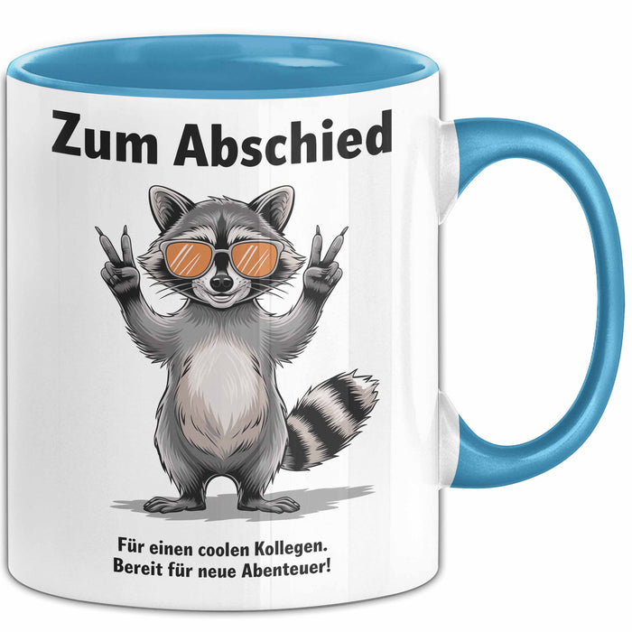 Büroarbeit Kollege Abschied Tasse Geschenk Lustige Geschenkidee Spruch Zum Abschied Für Einen Coolen Kollegen Blau Trendation